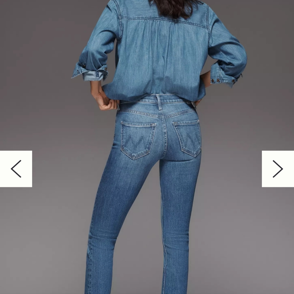 MOTHER Blue High-Rise Ankle Crop Jeans